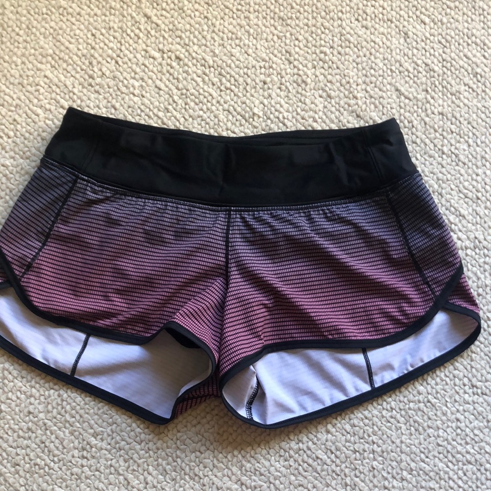 lululemon athletica Black and Purple Striped Women's Running Shorts